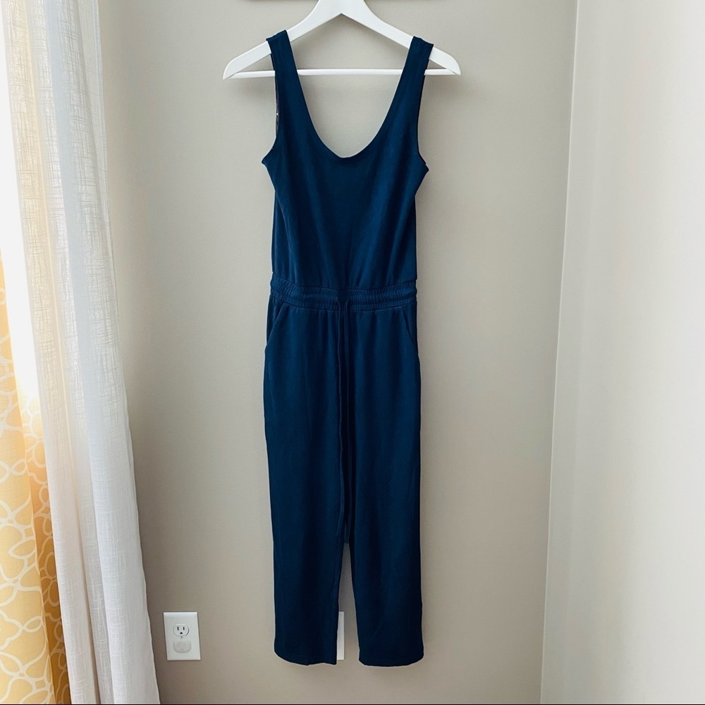 Earthbound Navy Velvet Jumpsuit Sz Small